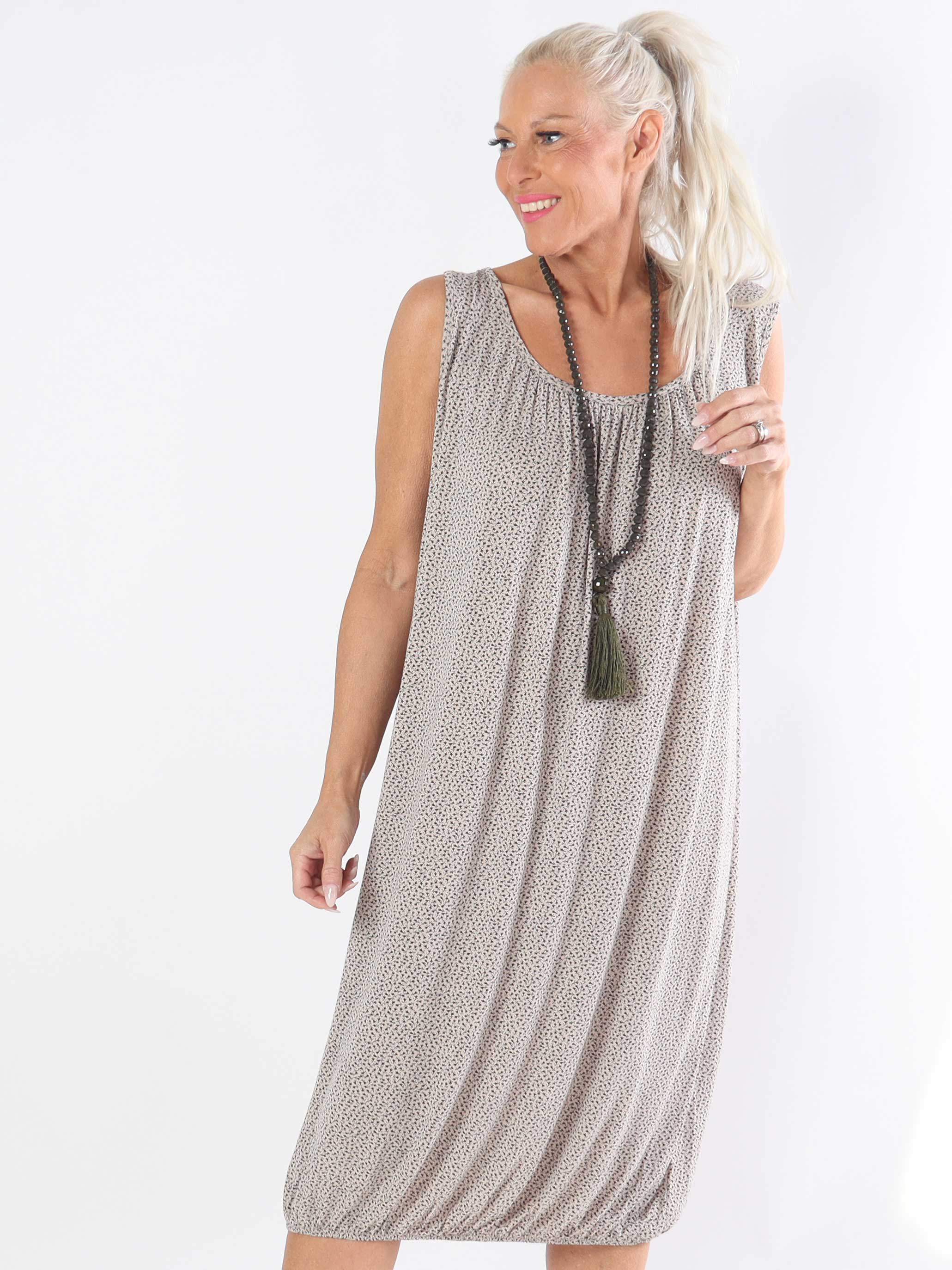 Miracle Flower Sleeveless Dress - Plus size kjole i viskose med elastik